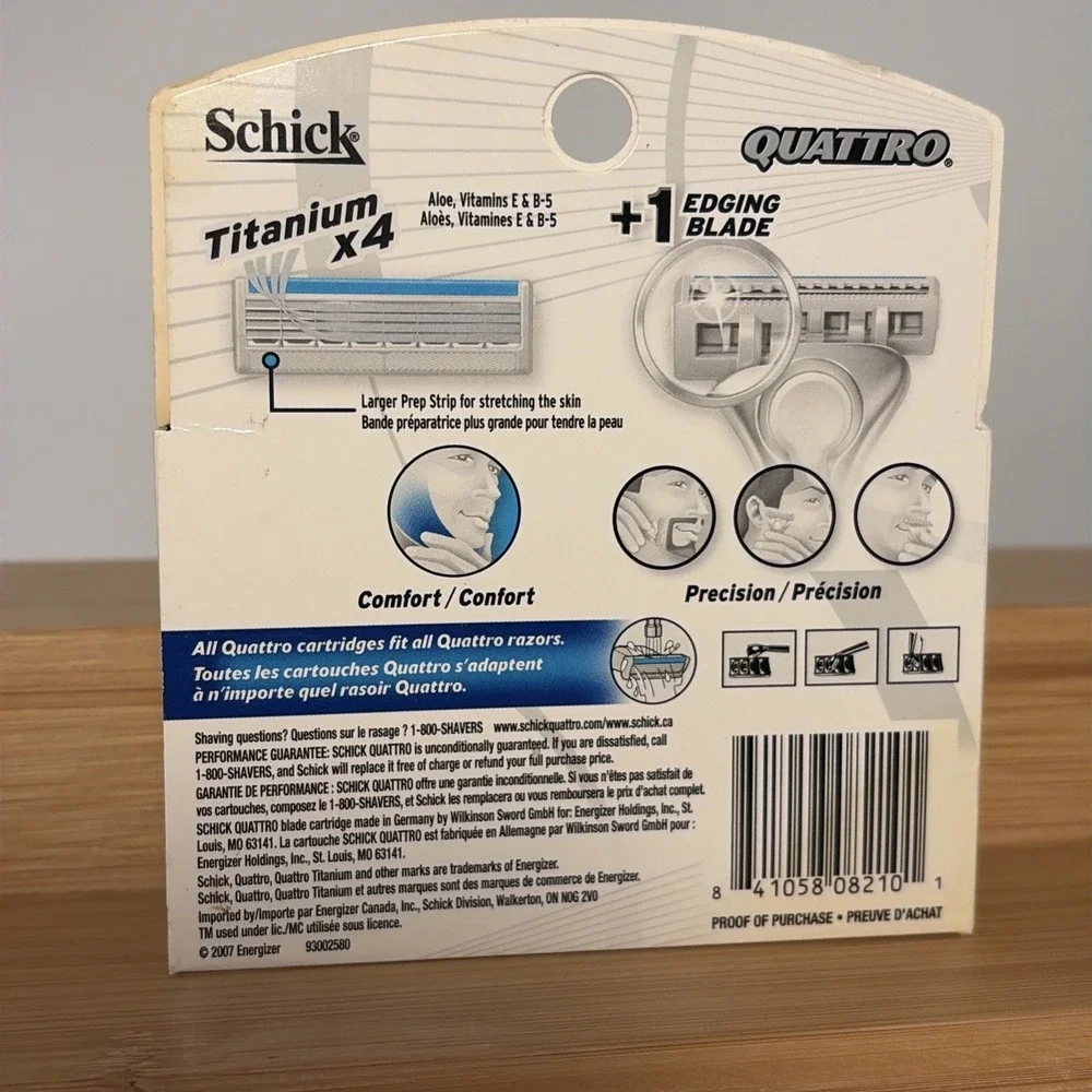 Schick Quattro Titanium Cartridge Razor Refills - 4 Cartridges Total